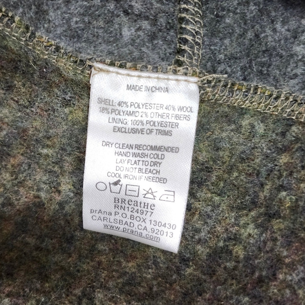 prAna Wool Blend Cowl Neck Sweater Olive Green Striped Asymmetric Womens XL - Picture 3 of 10